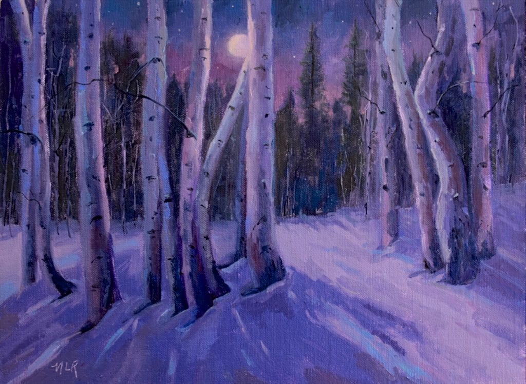 Aspens on a Winter Night